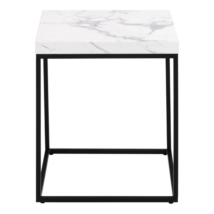 Barossa Coffee Table with White Marble Effect and Black Base 40cm - TidySpaces