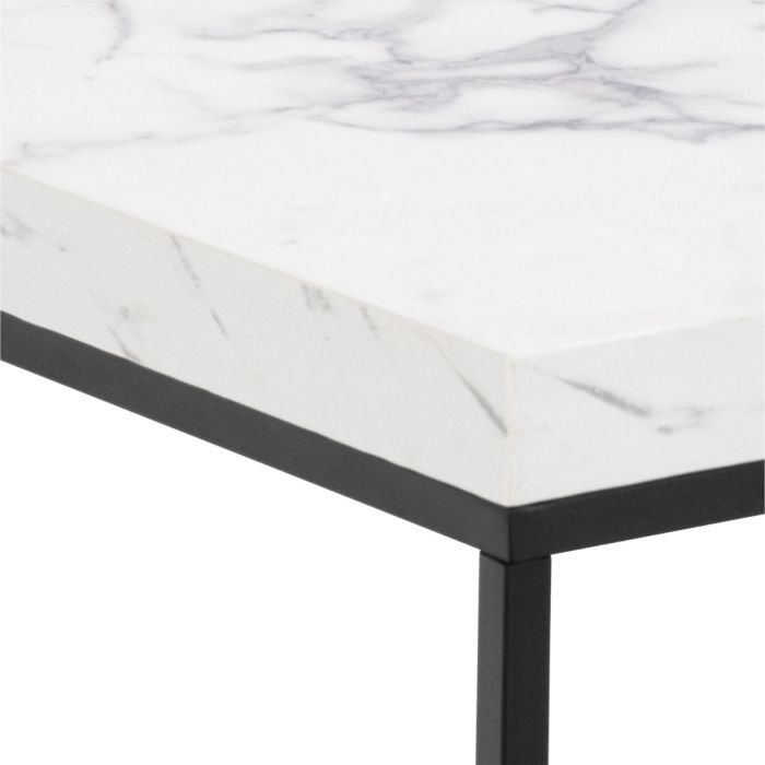 Barossa Coffee Table with White Marble Effect and Black Base 40cm - TidySpaces