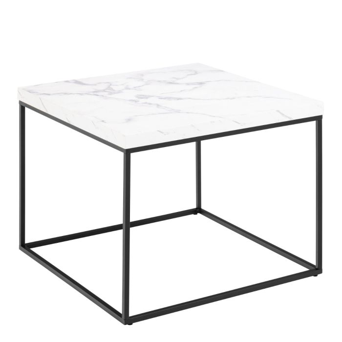 Barossa Coffee Table with White Marble Effect and Black Base 60cm - TidySpaces