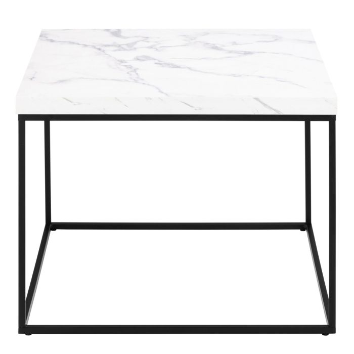 Barossa Coffee Table with White Marble Effect and Black Base 60cm - TidySpaces