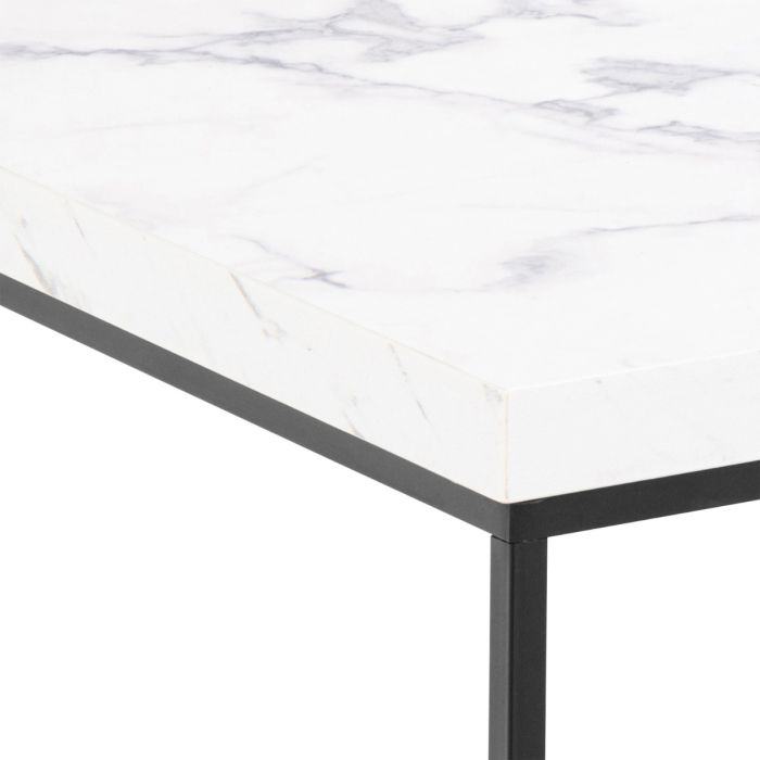 Barossa Coffee Table with White Marble Effect and Black Base 60cm - TidySpaces