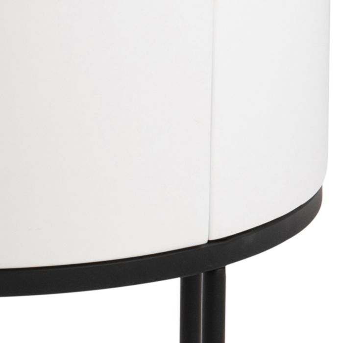 Polo Round Bedside Table in White and Black