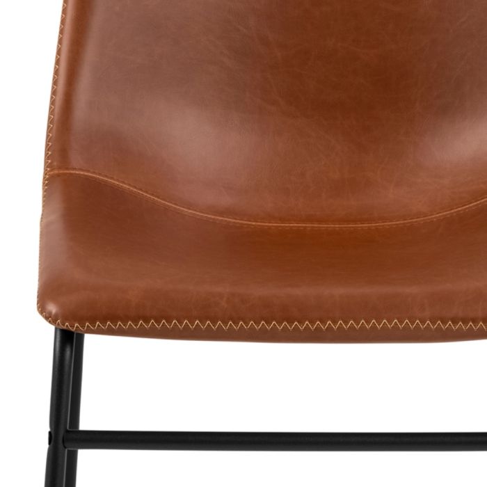 I_Oregon Dining Chair In Brown with Cream Stitching Set of 2 - TidySpaces