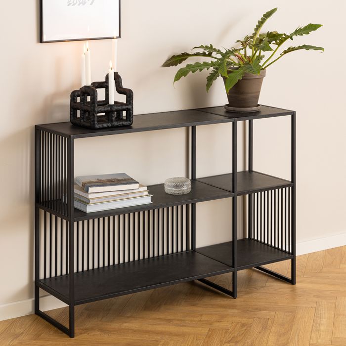 Strington Bookcase with 2 Shelves in Black