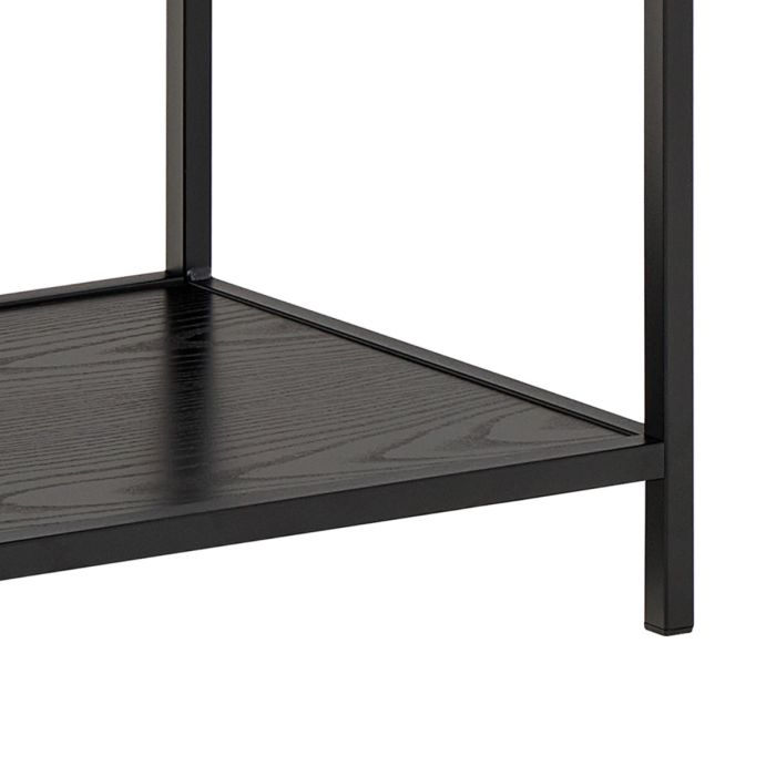 Seaford Wide Ash Black Metal Bookcase With 4 Black Ash Shelves - TidySpaces