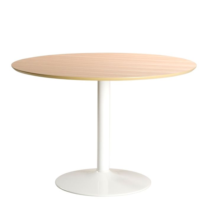 Ibiza Round Dining Table with Oak Top and Whte Base - TidySpaces