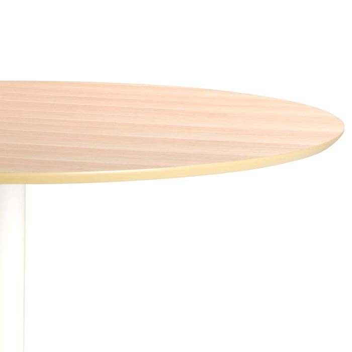 Ibiza Round Dining Table with Oak Top and Whte Base - TidySpaces