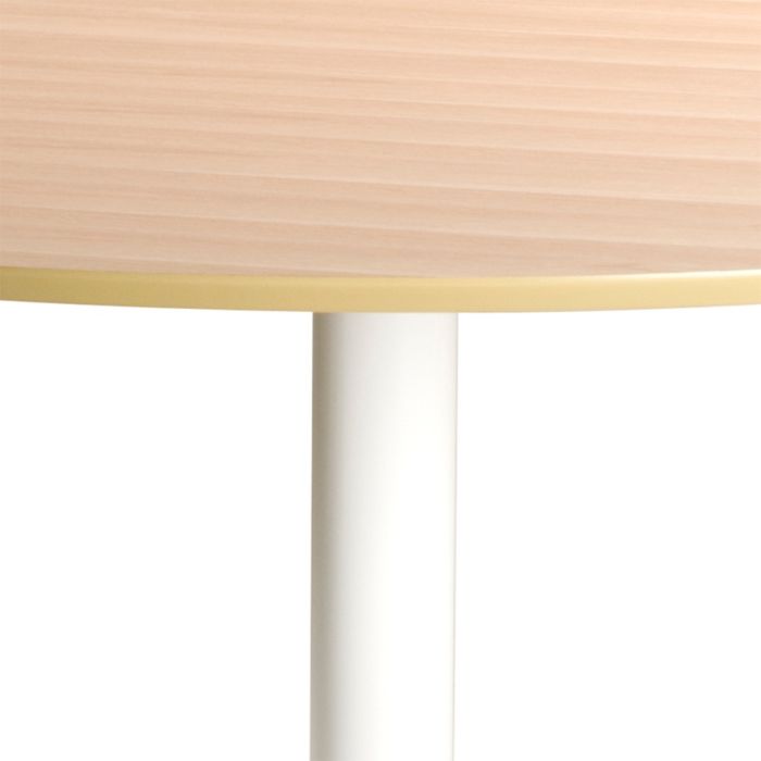 Ibiza Round Dining Table with Oak Top and Whte Base - TidySpaces