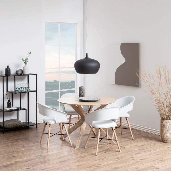 I_Duncan Round Dining Table in White Oak - TidySpaces