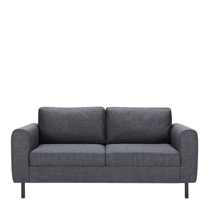 Omaha 2.5+3-Seater Sofa in Basel Dark Grey 19 Fabric, Base Matt Black Steel