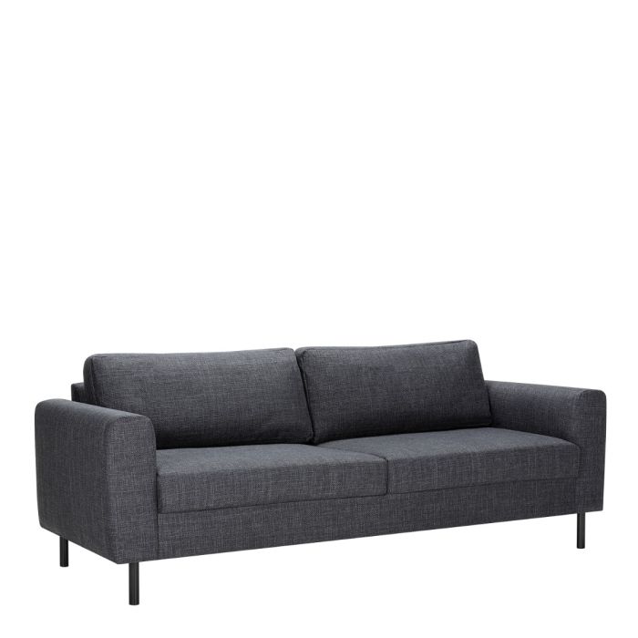 Omaha 2.5+3-Seater Sofa in Basel Dark Grey 19 Fabric, Base Matt Black Steel