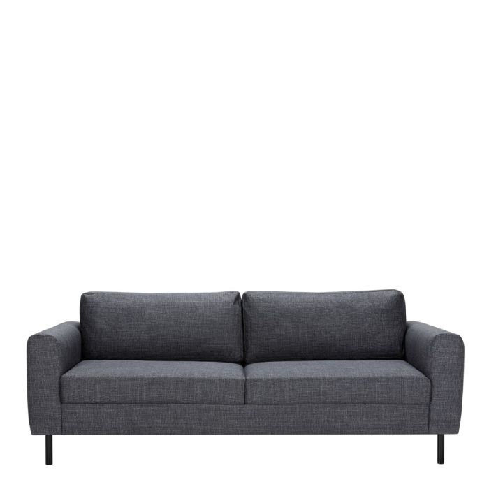 Omaha 2.5+3-Seater Sofa in Basel Dark Grey 19 Fabric, Base Matt Black Steel