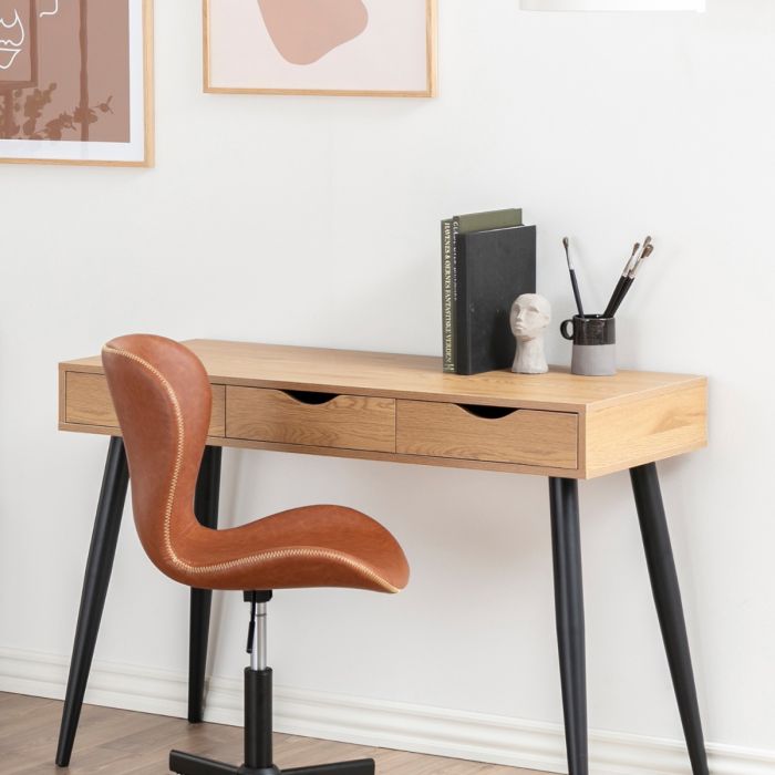 Neptun 3 Drawer Office Desk in Oak