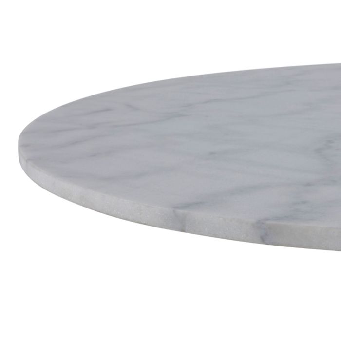 Tarifa Round Dining Table with White Polished Marble Top and Black Base - TidySpaces