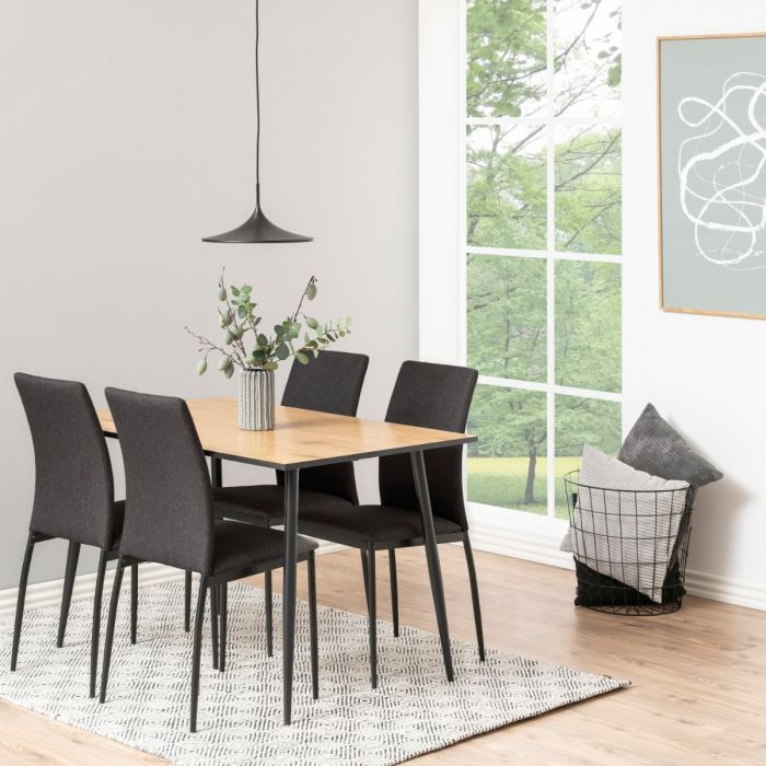 Wilma Dining Table with Oak Top & Black Legs - TidySpaces