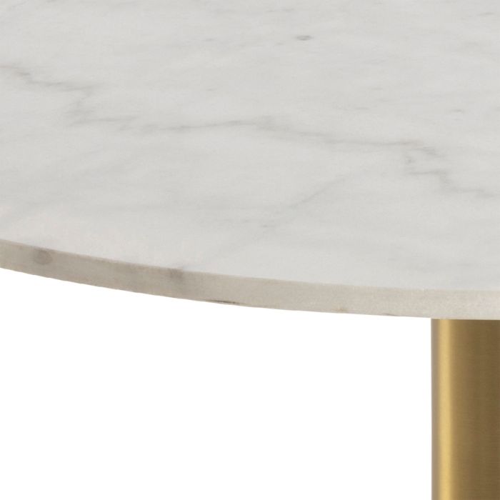 Corby Round Coffee Table with White Marble Effect Top & Gold Base - TidySpaces