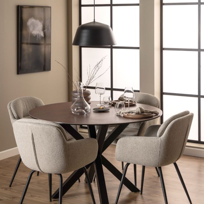 Heaven Round Dining Table with Ceramic Rusty Brown Top