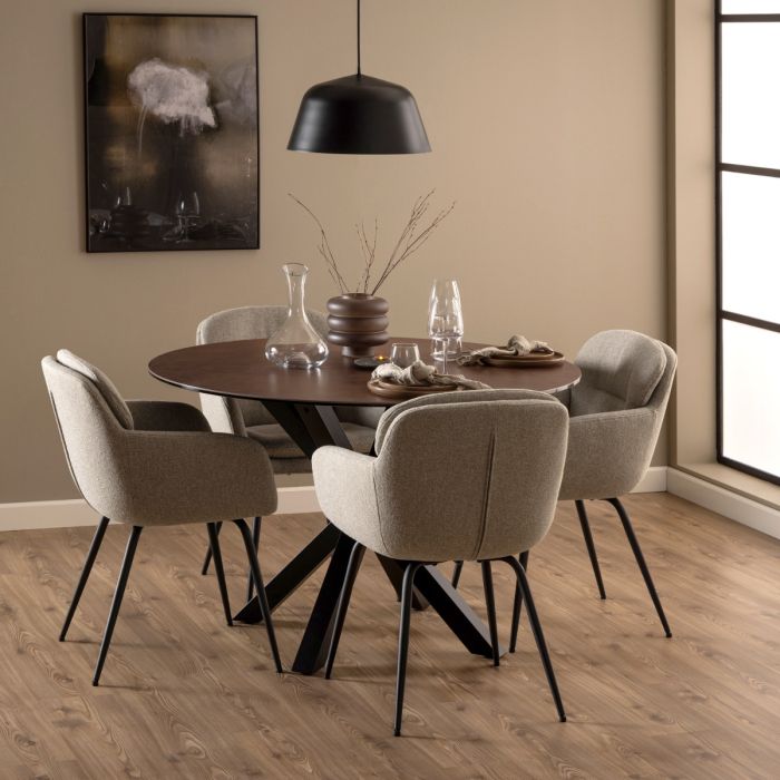 Heaven Round Dining Table with Ceramic Rusty Brown Top