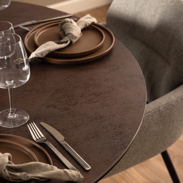 Heaven Round Dining Table with Ceramic Rusty Brown Top