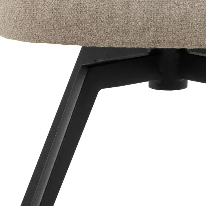 Soli Round Dining Table in Oak/Black 120x75cm Included 4 Darlene Dining Chair with Armrest and Swivel Function in Beige - TidySpaces