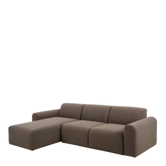 Midfield 2-Seater Chaise Lounge Sofa LHF in Cona Boucle Taupe Fabric