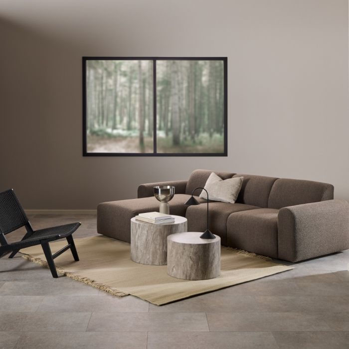 Midfield 2-Seater Chaise Lounge Sofa LHF in Cona Boucle Taupe Fabric