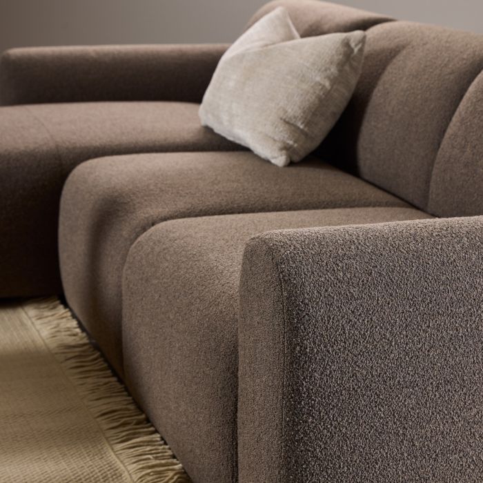 Midfield 2-Seater Chaise Lounge Sofa LHF in Cona Boucle Taupe Fabric