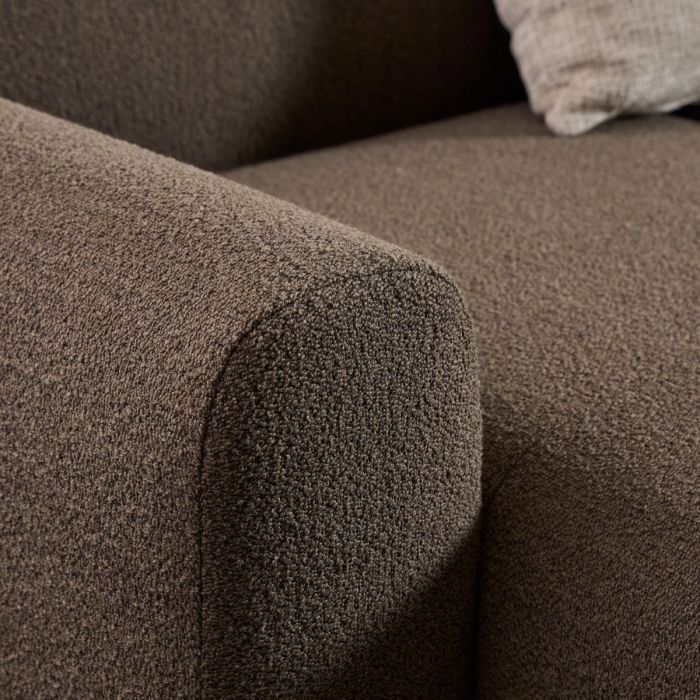Midfield 2-Seater Chaise Lounge Sofa LHF in Cona Boucle Taupe Fabric