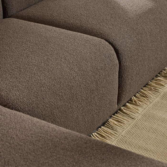 Midfield 2-Seater Chaise Lounge Sofa LHF in Cona Boucle Taupe Fabric