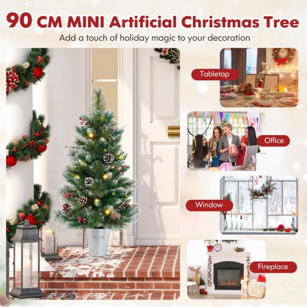 90CM Artificial Xmas Tree with 81 Branch Tips and Eucalyptus Leaves