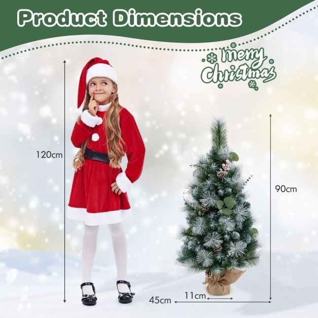 90CM Artificial Xmas Tree with 98 Branch Tips and Pine Needles