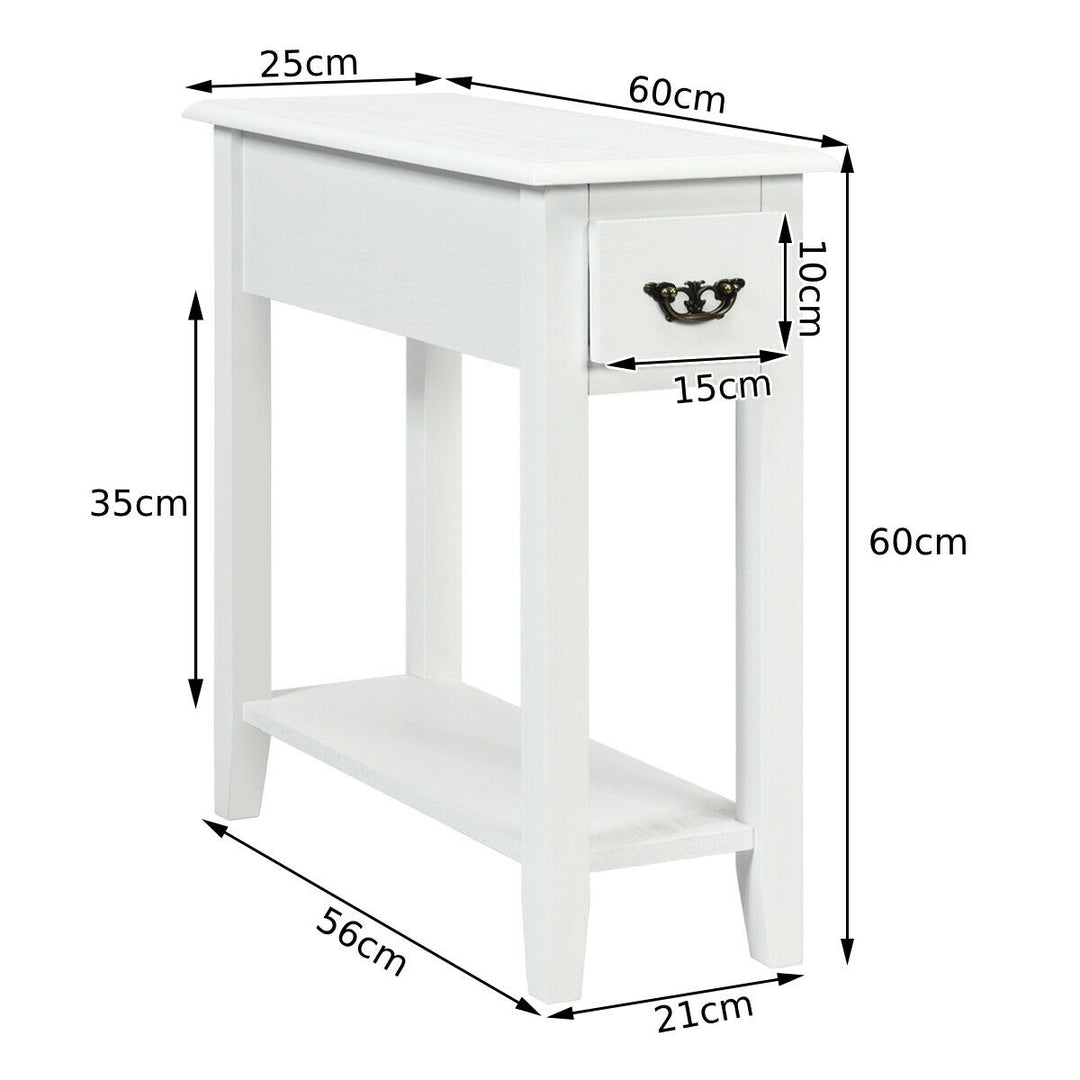 2 Tier Bedside Table with Drawer and Storage Shelf - TidySpaces