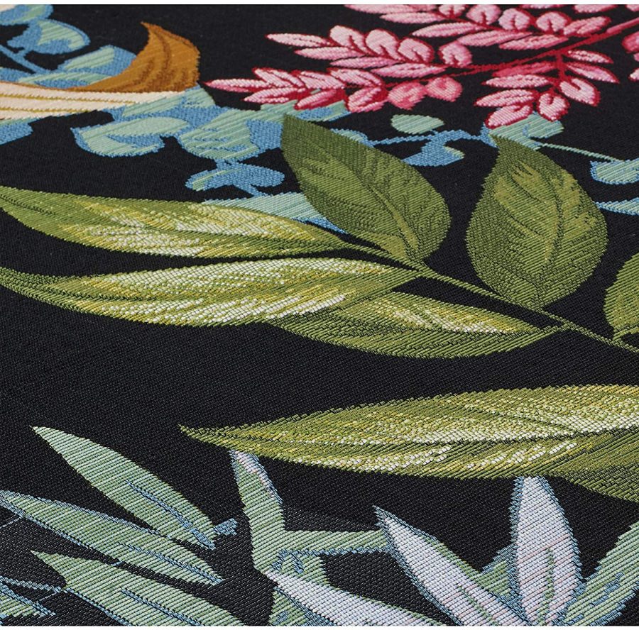 Indoor Outdoor Rug Tropical Black with Multi Colour Floral Pattern