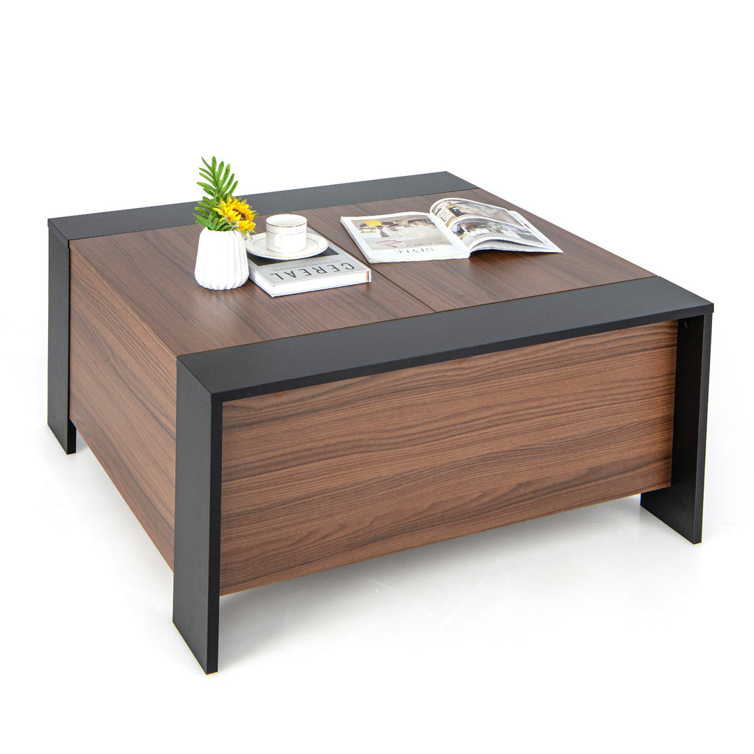 Coffee Table with Sliding Top and Hidden Compartment Rustic Brown - TidySpaces