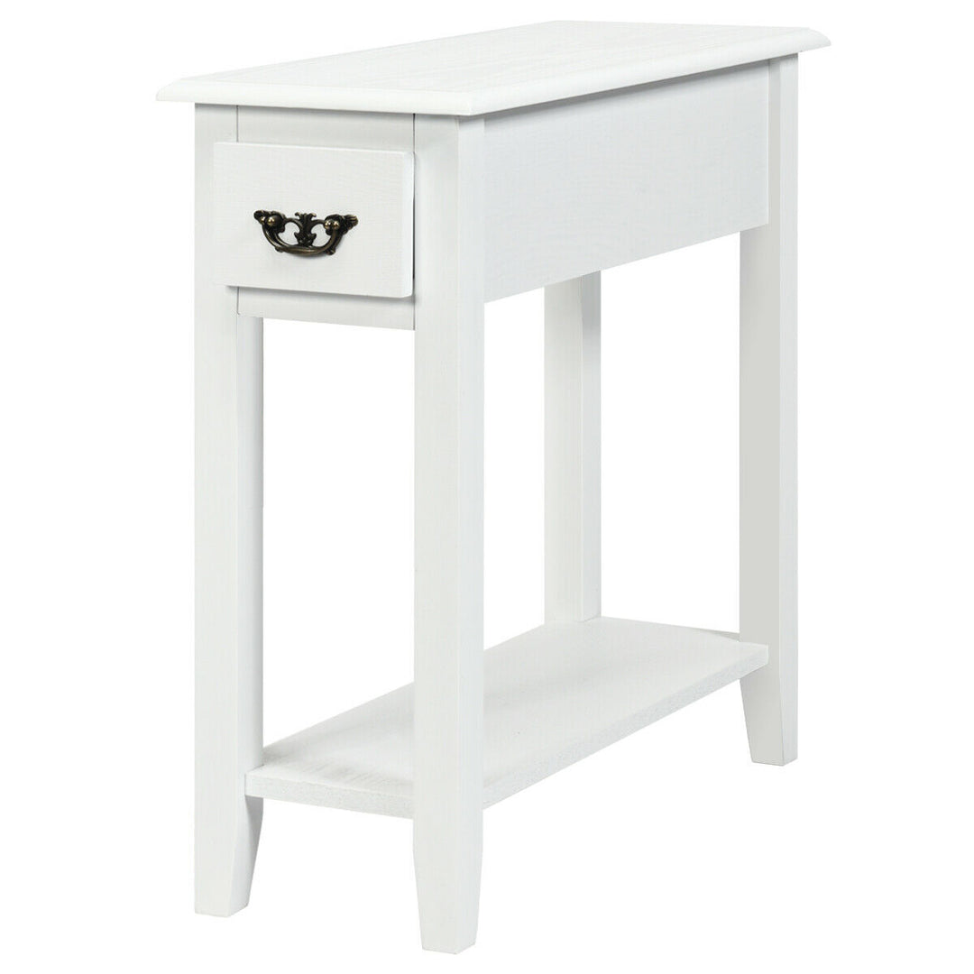 2 Tier Bedside Table with Drawer and Storage Shelf - TidySpaces