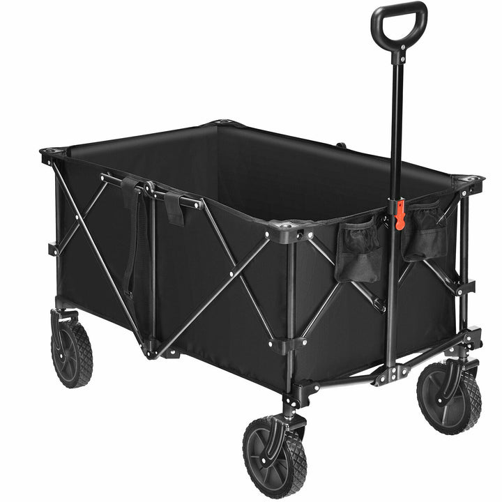 Folding Camping Wagon with Cup Holders and Adjustable Handle