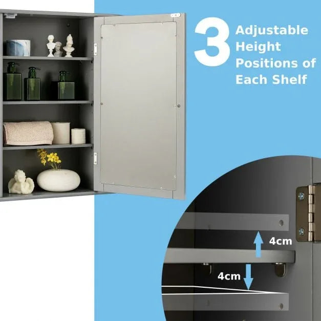 3-Tier Mirrored Wall Mounted Bathroom Cabinet - TidySpaces