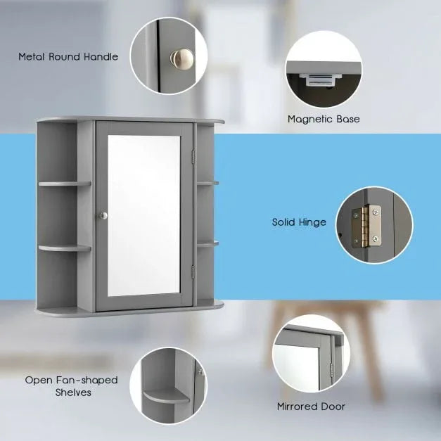 3-Tier Mirrored Wall Mounted Bathroom Cabinet - TidySpaces