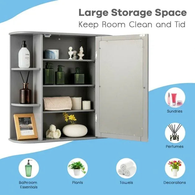 3-Tier Mirrored Wall Mounted Bathroom Cabinet - TidySpaces