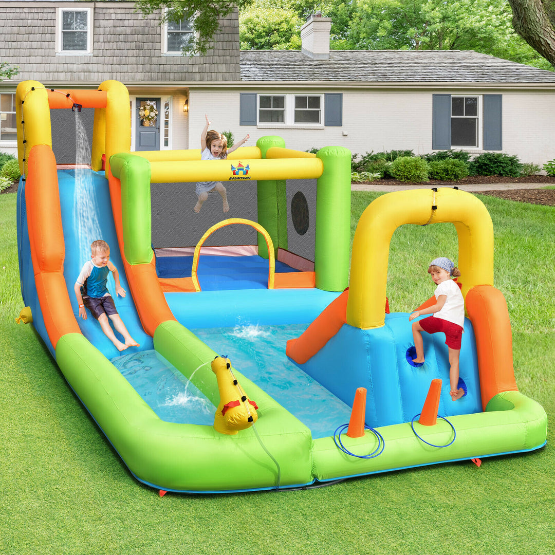 Inflatable Water Park Bounce House Double Water Slides Climbing