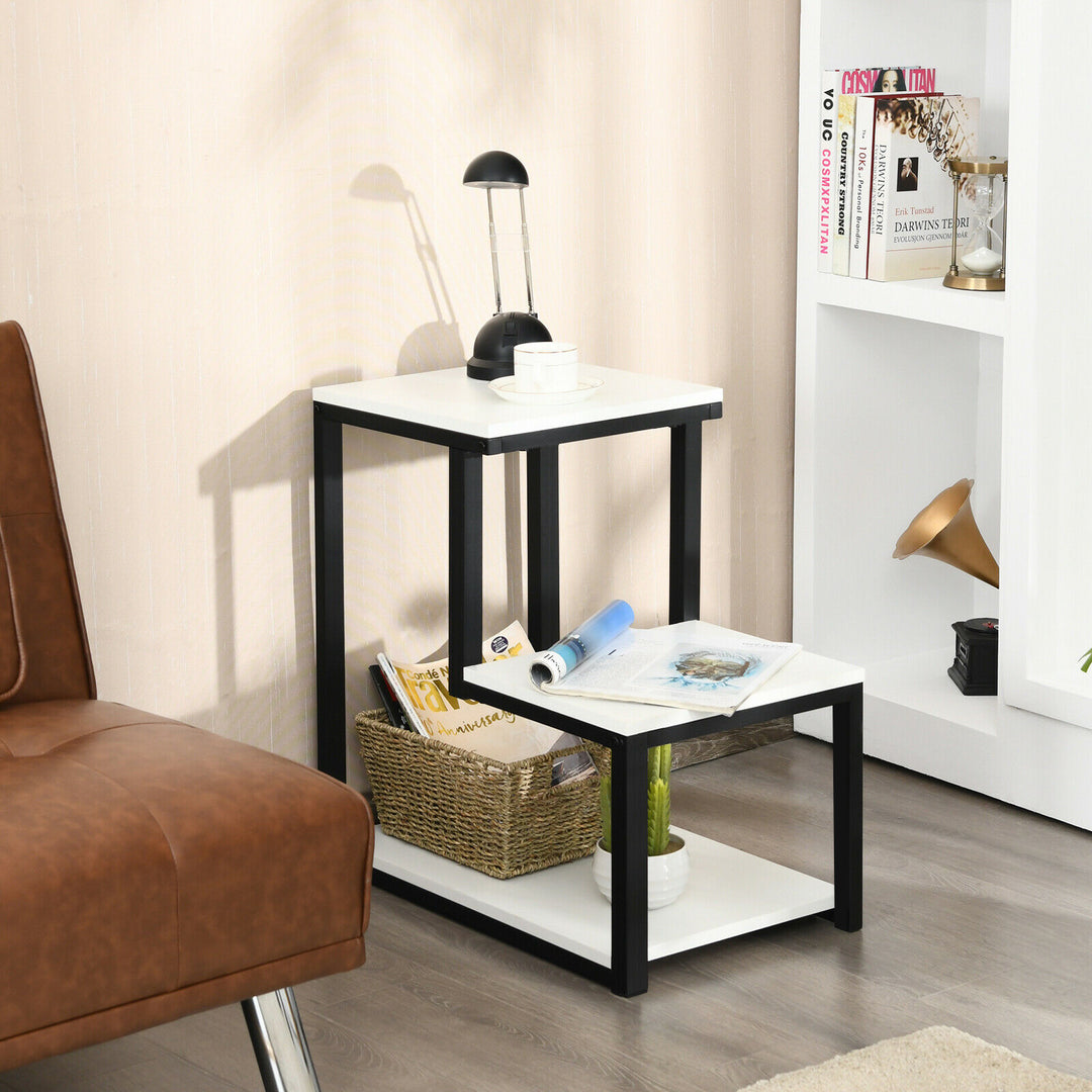 Industrial Styled End Table with 3 Shelves - TidySpaces