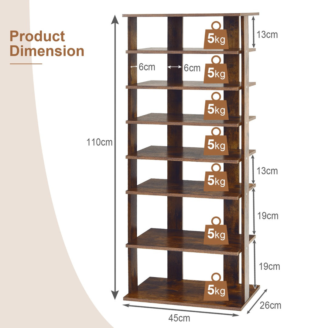 Extra Wide Wooden Vertical Shoe Rack with 7 Shelves