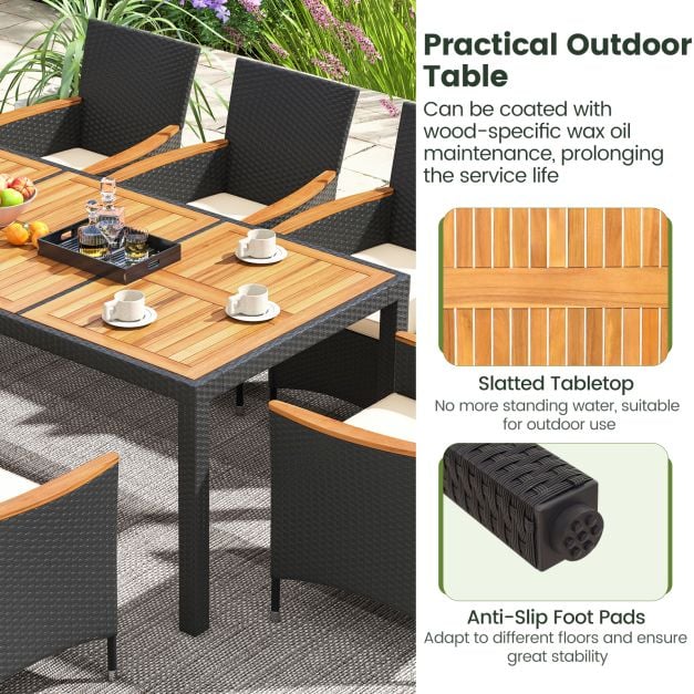 9 PCS Patio Dining Set for 8 Large Conversation Set with Umbrella Hole