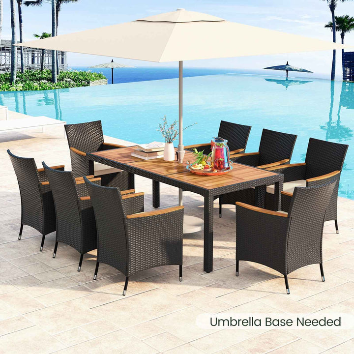 9 PCS Patio Dining Set for 8 Large Conversation Set with Umbrella Hole