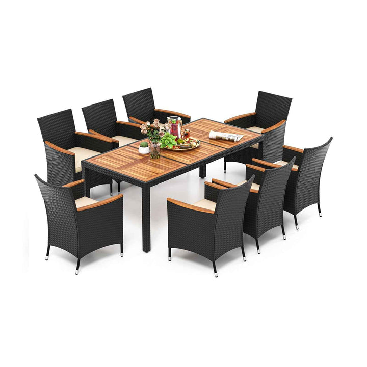 9 PCS Patio Dining Set for 8 Large Conversation Set with Umbrella Hole