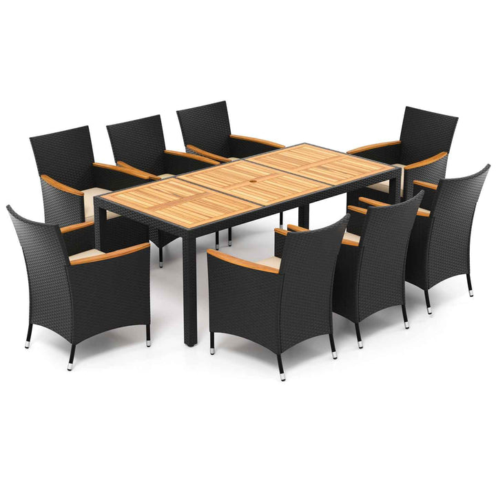 9 PCS Patio Dining Set for 8 Large Conversation Set with Umbrella Hole