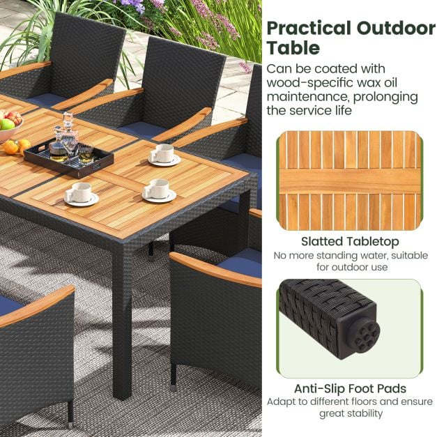 9 PCS Patio Dining Set for 8 Large Conversation Set with Umbrella Hole