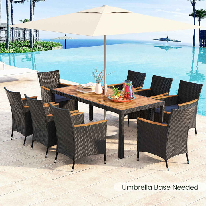 9 PCS Patio Dining Set for 8 Large Conversation Set with Umbrella Hole
