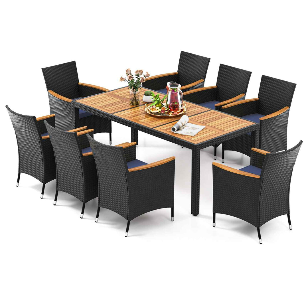 9 PCS Patio Dining Set for 8 Large Conversation Set with Umbrella Hole
