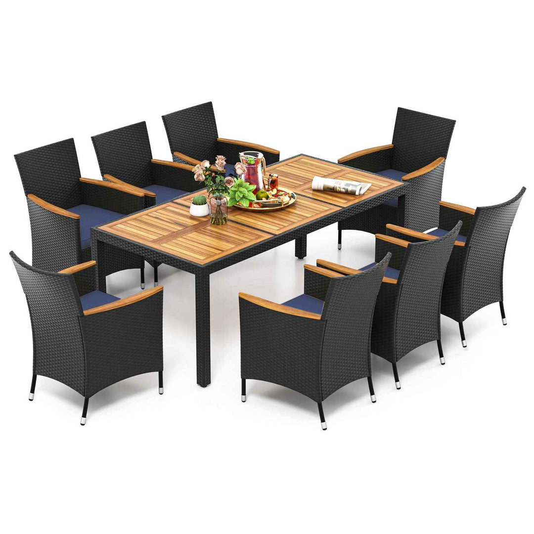9 PCS Patio Dining Set for 8 Large Conversation Set with Umbrella Hole